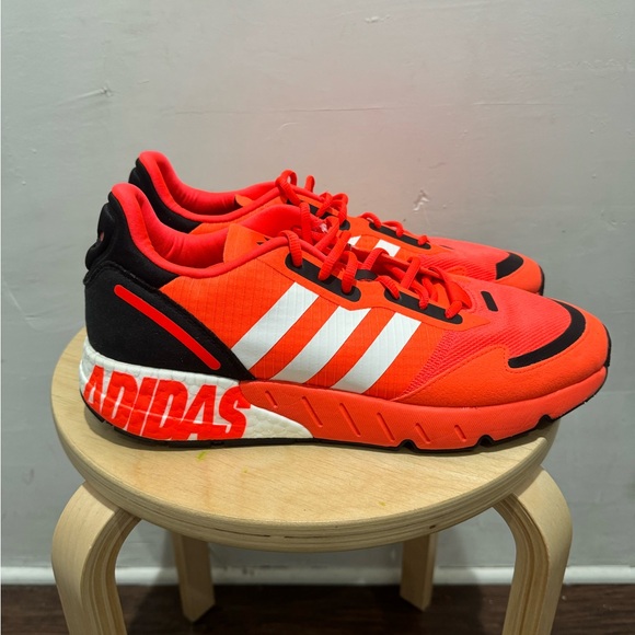 Adidas ZX 1K Boost Bold Logo Graphic - Solar Red Men’s Size 12 - Picture 3 of 8